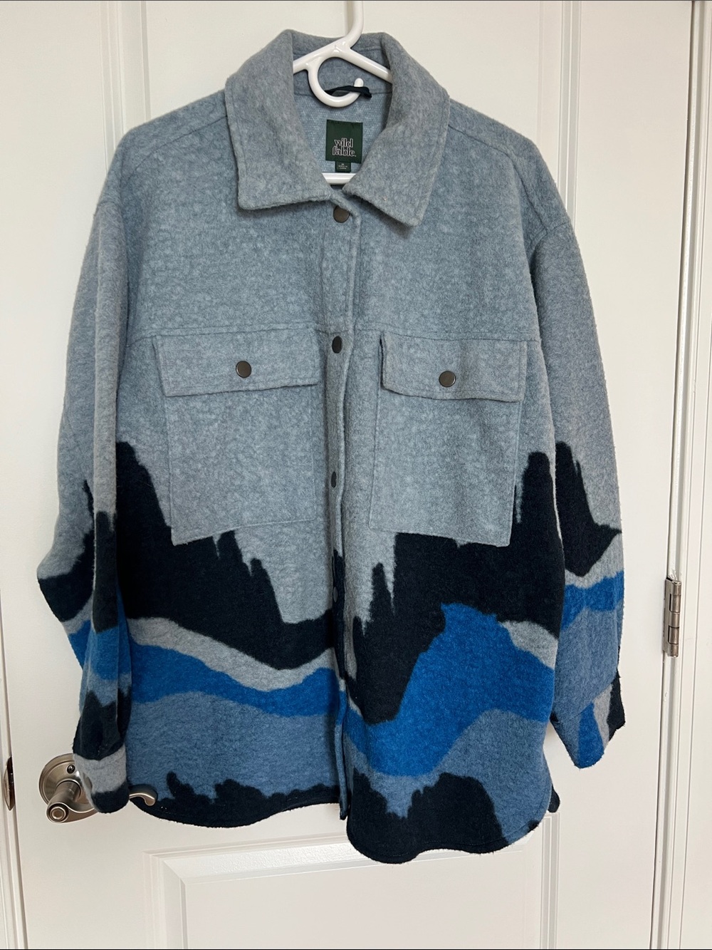 Wild Fable oversized blue landscape print fleece shirt jacket medium